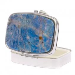 Таблетница на 2 отделения камень иркутский лазурит цвет серебро