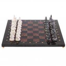 Шахматы &amp;quot;Северные народы&amp;quot; доска 40х40 см лемезит змеевик