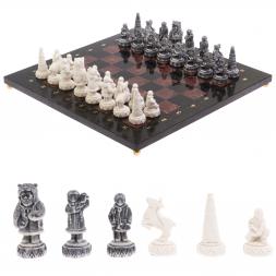 Шахматы &amp;quot;Северные народы&amp;quot; доска 40х40 см лемезит змеевик