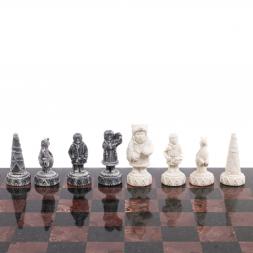 Шахматы &amp;quot;Северные народы&amp;quot; доска 40х40 см лемезит змеевик