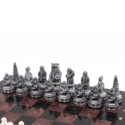 Шахматы &amp;quot;Северные народы&amp;quot; доска 40х40 см лемезит змеевик