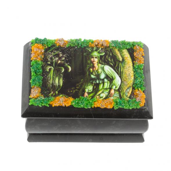 Шкатулка &amp;quot;Хозяйка медной горы&amp;quot; змеевик каменная крошка 10х6,5х6 см 127264