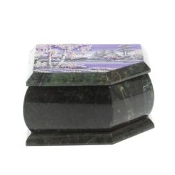 Шкатулка с расписной крышкой "Зима" 11х9х6,5 см