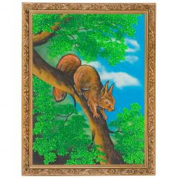 Картина "Белка" багет 36х46 см, каменная крошка