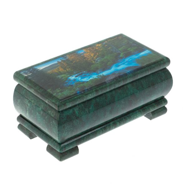 Шкатулка &amp;quot;Горная река&amp;quot; из змеевика 16х8х7,5 см 128287