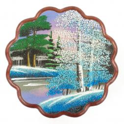 Панно круглое &amp;quot;Зима&amp;quot; 24х24 см каменная крошка