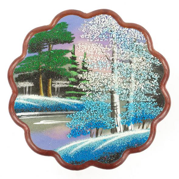 Панно круглое &amp;quot;Зима&amp;quot; 24х24 см каменная крошка 119510