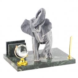 Подставка под ручку "Слон" из змеевика мрамолита