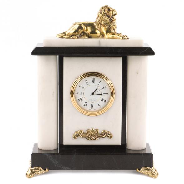 Часы &amp;quot;Лев&amp;quot; камень мрамор бронза 119988