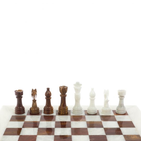 Каменные шахматы &amp;quot;Игрок&amp;quot; из белого мрамора и оникса 38х38 см 128888