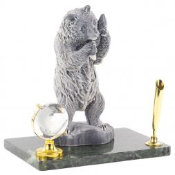 Подставка под ручку "Медведь" змеевик мрамолит