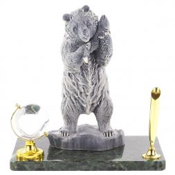 Подставка под ручку "Медведь" змеевик мрамолит