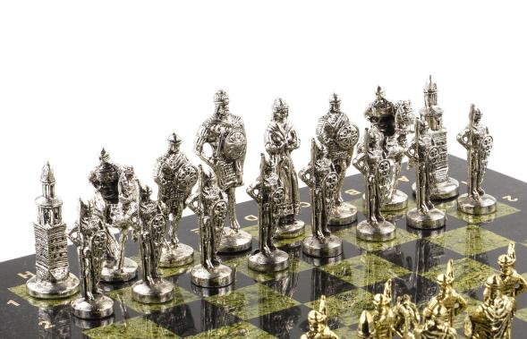 Шахматы подарочные &amp;quot;Русь&amp;quot; доска 40х40 см из камня змеевик 120686