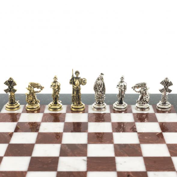 Шахматы &amp;quot;Дон Кихот&amp;quot; доска 28х28 см из камня лемезит мрамор фигуры металлические 122687