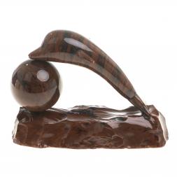 Сувенир фигурка &amp;quot;Дельфин с шаром&amp;quot; коричневый обсидиан
