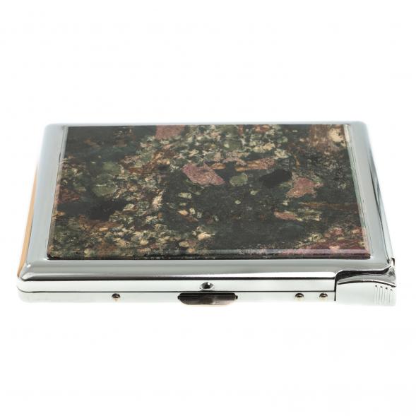 Портсигар на 10 сигарет с зажигалкой камень эвдиалит 123430