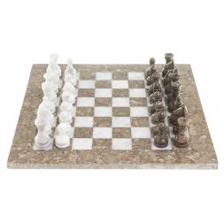 Шахматы &amp;quot;Битва&amp;quot; ракушечник, мрамор доска 38х38 см