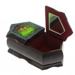 Шкатулка &amp;quot;Хозяйка медной горы / Утро в сосновом лесу&amp;quot; 20х10х7,5 см черный змеевик