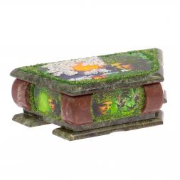 Шкатулка из камня &amp;quot;Хозяйка медной горы&amp;quot; с рисунком зима змеевик, лемезит 28х13х9 см