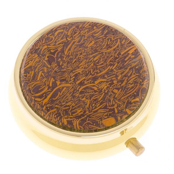 Таблетница на 3 отсека камень змеиная яшма цвет золото 125895