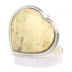 Таблетница &amp;quot;Сердце&amp;quot; на 3 отделения камень пирит цвет серебро