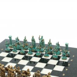 Шахматы &amp;quot;Римские воины&amp;quot; фигуры бронза / патина 28х28 см из мрамора