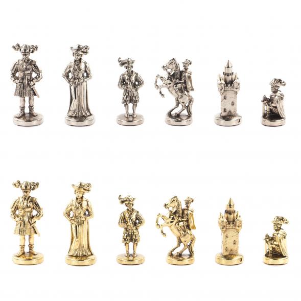 Шахматы с металлическими фигурами &amp;quot;Средневековье&amp;quot; доска 44х44 см камень мрамор 119391