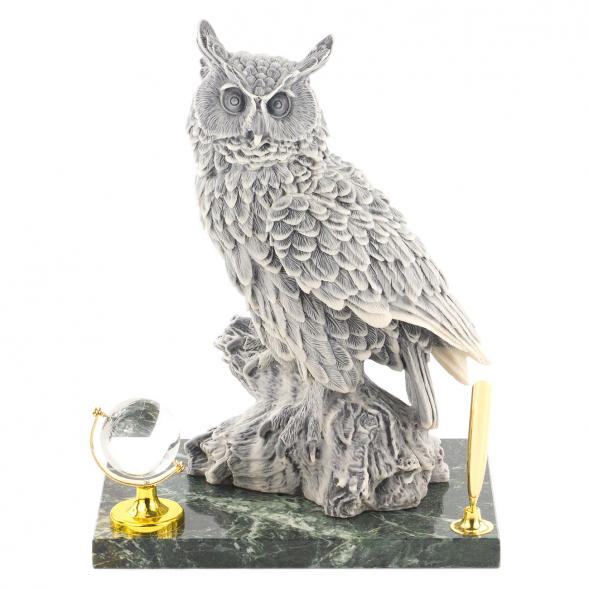 Подставка под ручку &amp;quot;Филин&amp;quot; из змеевика мрамолита 119889