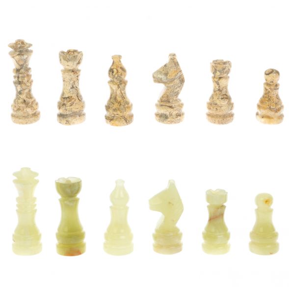 Каменные шахматы &amp;quot;Сувенирные&amp;quot; оникс, ракушечник доска 20х20 см 128889