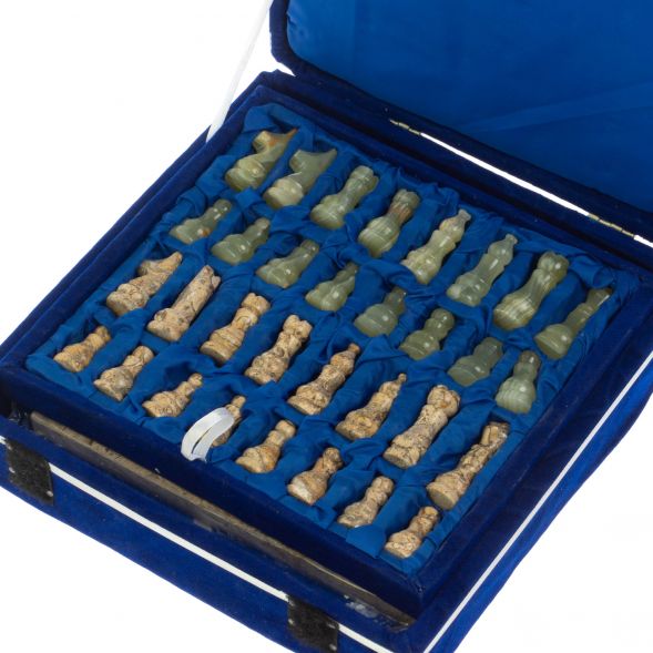 Каменные шахматы &amp;quot;Сувенирные&amp;quot; оникс, ракушечник доска 20х20 см 128889