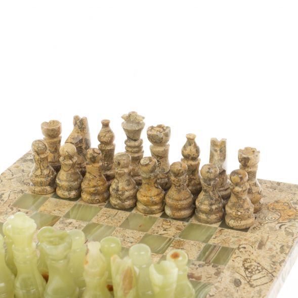 Каменные шахматы &amp;quot;Сувенирные&amp;quot; оникс, ракушечник доска 20х20 см 128889