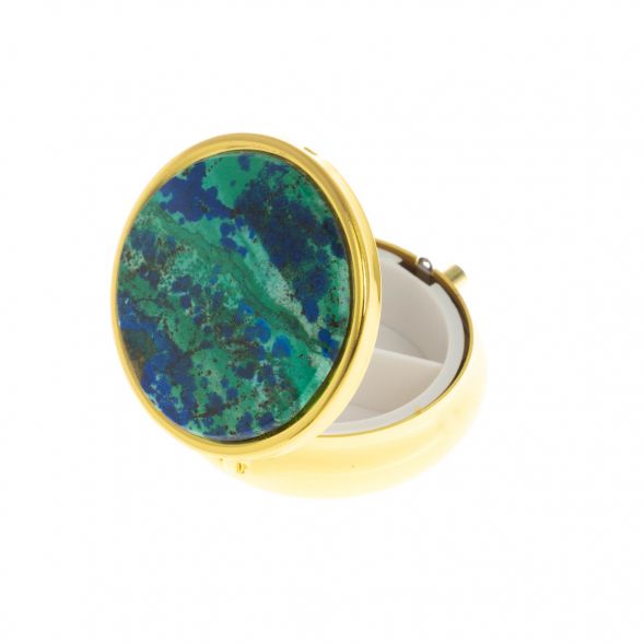 Таблетница на 3 отделения камень азурит цвет золото 129108