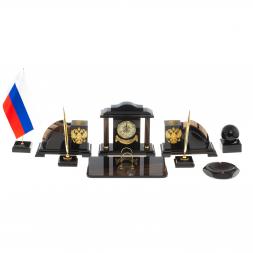 Письменный набор &amp;quot;Гербовый&amp;quot; из чёрного обсидиана