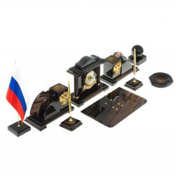 Письменный набор &amp;quot;Гербовый&amp;quot; из чёрного обсидиана