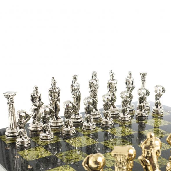 Шахматы &amp;quot;Атлас&amp;quot; доска 44х44 см змеевик фигуры металлические 122593