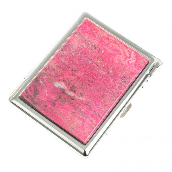 Портсигар на 10 сигарет с зажигалкой камень родонит 123431