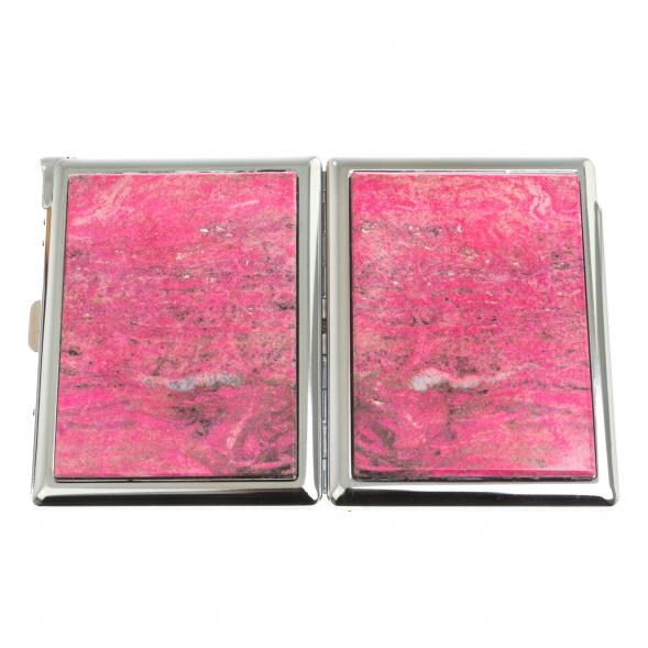 Портсигар на 10 сигарет с зажигалкой камень родонит 123431
