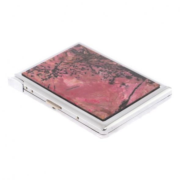 Портсигар на 10 сигарет с зажигалкой камень родонит 123431