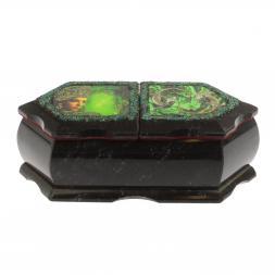 Шкатулка &amp;quot;Хозяйка медной горы / Две ящерицы&amp;quot; 20х10х7,5 см черный змеевик