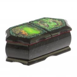 Шкатулка &amp;quot;Хозяйка медной горы / Две ящерицы&amp;quot; 20х10х7,5 см черный змеевик