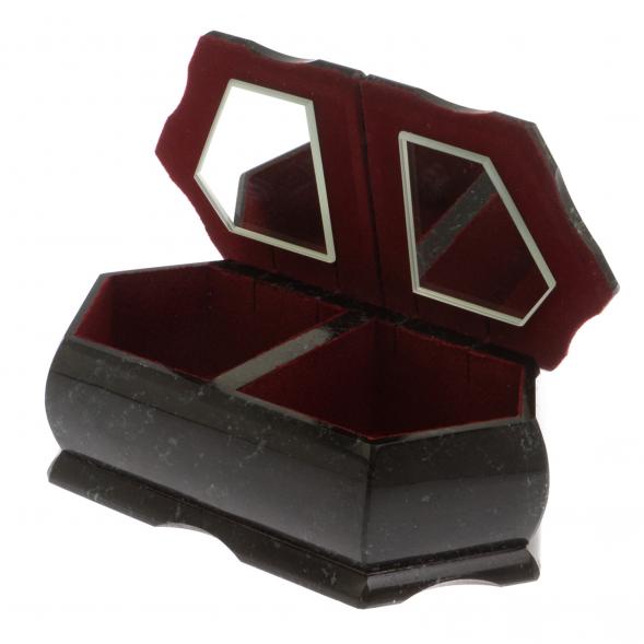 Шкатулка &amp;quot;Хозяйка медной горы / Две ящерицы&amp;quot; 20х10х7,5 см черный змеевик 125003