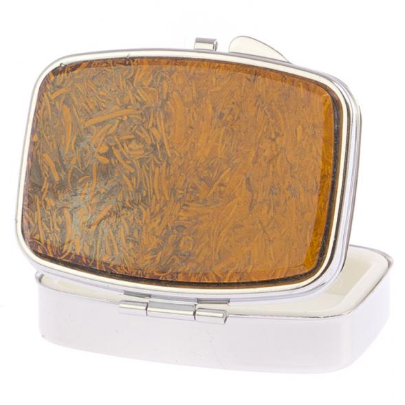 Таблетница на 2 отделения камень змеиная яшма цвет серебро 125896