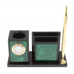 Настольная визитница из малахита 18х7,5х9 см