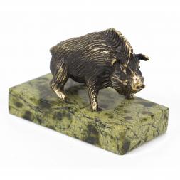 Статуэтка &amp;quot;Кабан&amp;quot; змеевик бронза патина