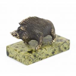 Статуэтка &amp;quot;Кабан&amp;quot; змеевик бронза патина