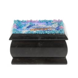 Шкатулка &amp;quot;Домик в зимнем лесу&amp;quot; змеевик 10х6,5х6 см