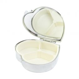 Таблетница &amp;quot;Сердце&amp;quot; на 3 отделения тигровый глаз цвет серебро