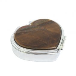 Таблетница &amp;quot;Сердце&amp;quot; на 3 отделения тигровый глаз цвет серебро