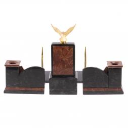 Настольный прибор &amp;quot;Горный орел&amp;quot; камень лемезит змеевик