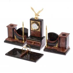 Настольный прибор &amp;quot;Горный орел&amp;quot; камень лемезит змеевик